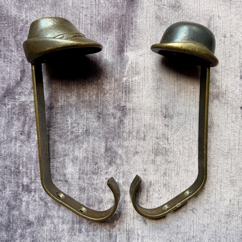 Rare Vintage Swedish Bronze Figural Hat or Coat Hooks